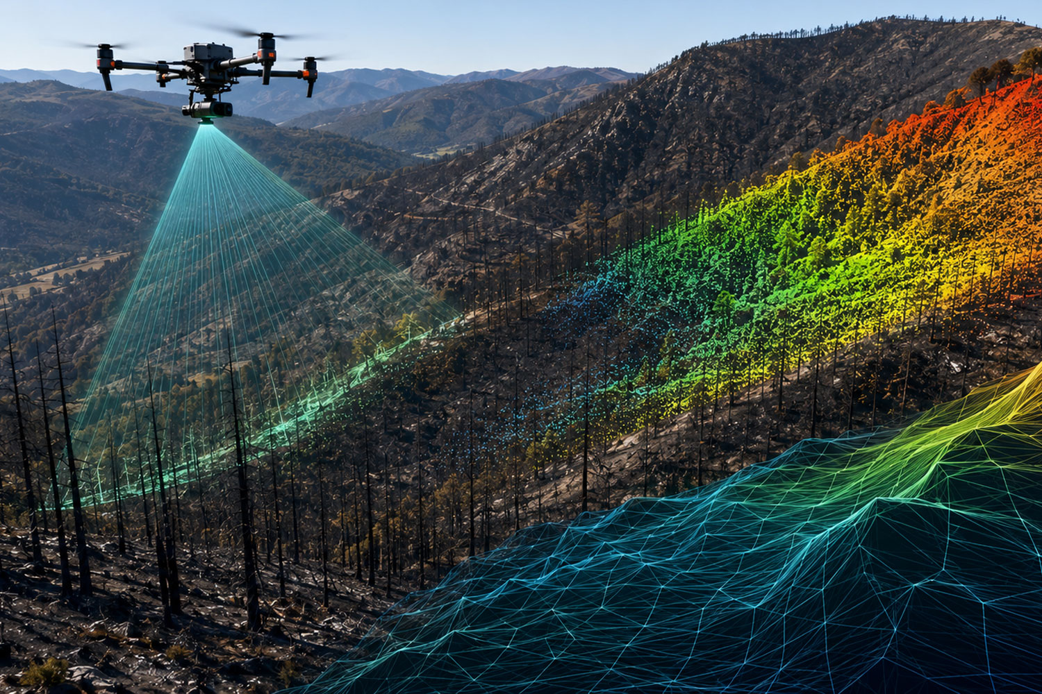 Los drones LiDAR permiten analizar cómo cambian las laderas después de un incendio forestal
